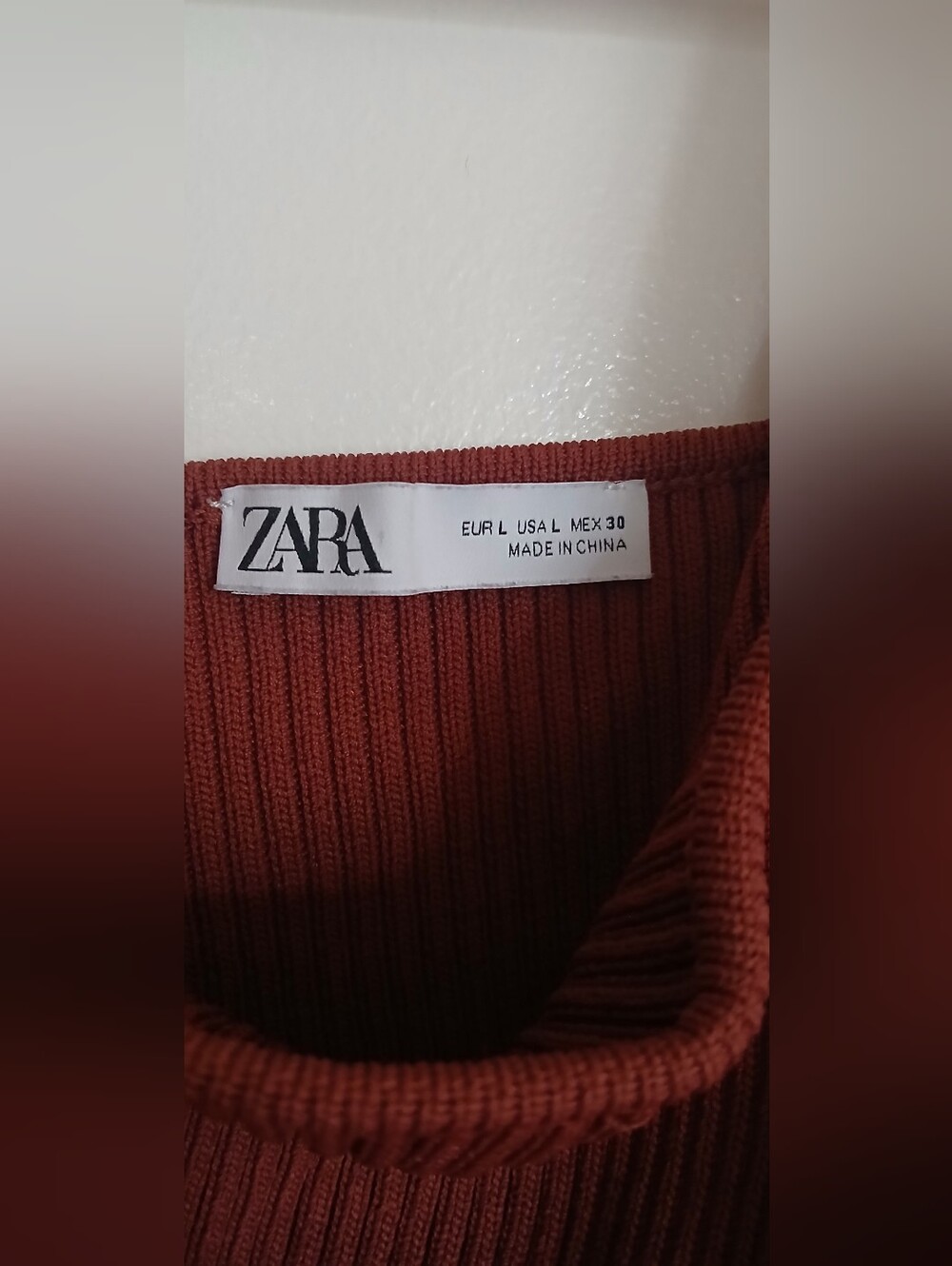 Zara Rust Ribbon Ribbed Top - Picture 4 of 10